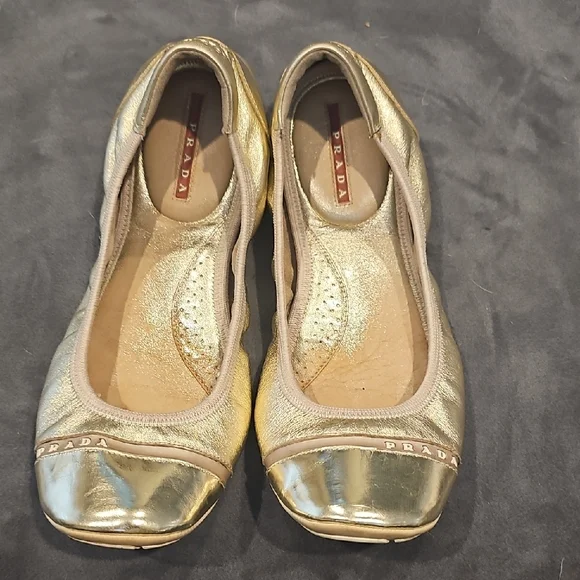 Prada Metallic Gold Flats - Picture 6 of 10